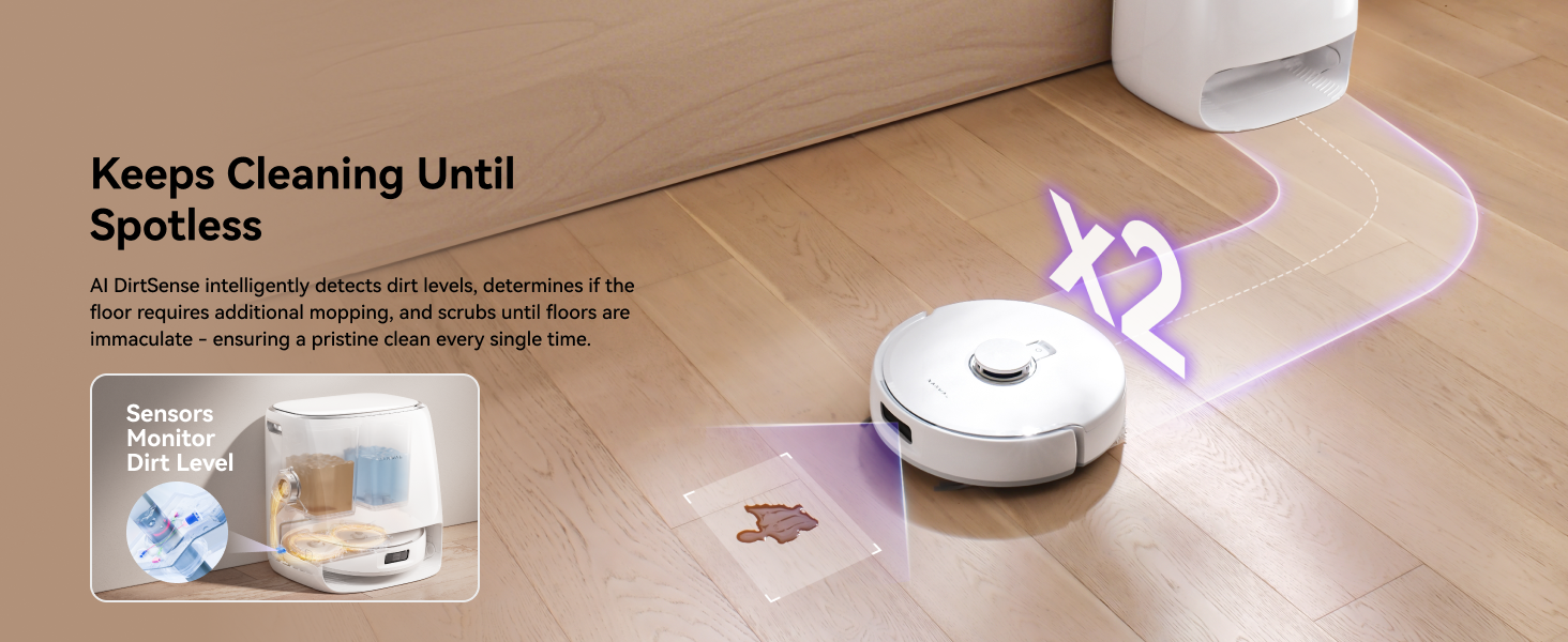 Cleans Until Spotless for vacuum and mop robot self cleaning Freo Pro